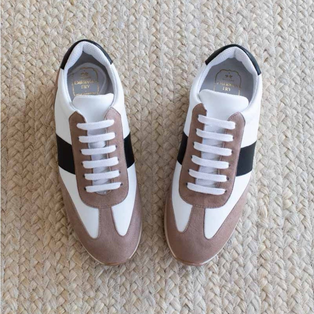 NEW in box Emerson Fry White and Brown Leather Sneakers